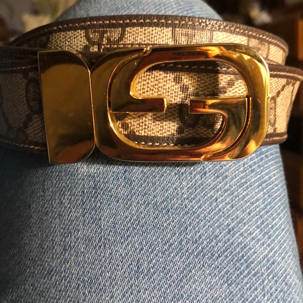 Used Gucci brown canvas belt